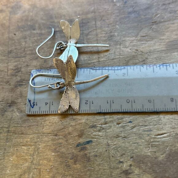 Sterling Silver Dragonfly Earrings, Handmade, NEW, 1.75” - Picture 4 of 7